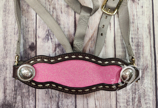 Bronc Halter- Pink Glitter on Scallop Shape