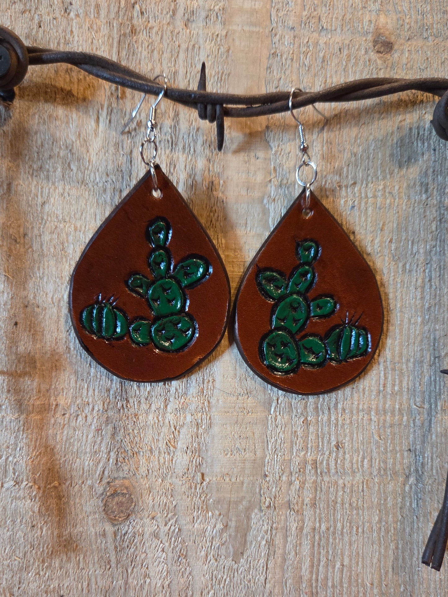 Green Cactus Earrings