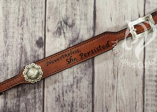 Wither Strap- She Persisted on Honey Leather